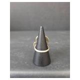 Native American Sterling Silver Turquoise Leaf Ring, Size 6.75,  6.21gm