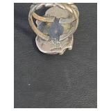 Native American Coral Sterling Silver Ring, Stamped, Size 5.5, 5.15gm