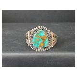 Native American Sterling Silver Turquoise Cuff Bracelet, 40.45gm