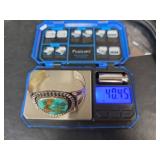 Native American Sterling Silver Turquoise Cuff Bracelet, 40.45gm