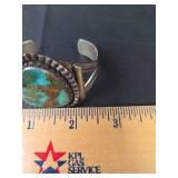 Native American Sterling Silver Turquoise Cuff Bracelet, 40.45gm