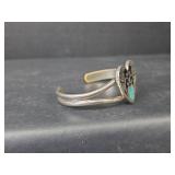 Silver Turquoise Heart Cuff Bracelet