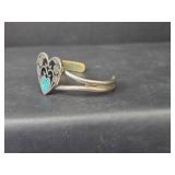 Silver Turquoise Heart Cuff Bracelet