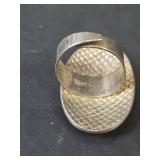 Decorative Adjustable Oval Floral Statement Ring, Stamped Korea, Non-Magnetic