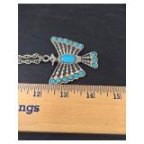 Native American Thunderbird Turquoise Necklace with Makers Mark, Thunderbird is Non-Magnetic