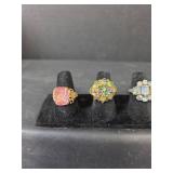Collection of 6 Decorative Costume Rings
