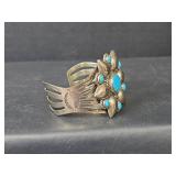 Nickel Silver Bell Turquoise Cluster Cuff