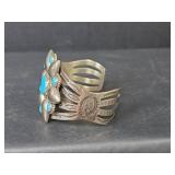 Nickel Silver Bell Turquoise Cluster Cuff