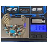 Nickel Silver Bell Turquoise Cluster Cuff