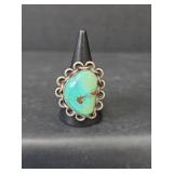 Sterling Silver Turquoise Statement Ring, Size 8.5, 11.75gm