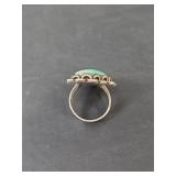 Sterling Silver Turquoise Statement Ring, Size 8.5, 11.75gm