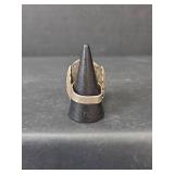 Native American Sterling Silver Turquoise Ring with Leaf Design, Size 10, 21.36gm