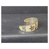 Sterling Silver Abalone Shell Cuff Bracelet Stamped Alpaca Mexico