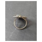 Native American Sterling Silver Turquoise and Coral Ring, Size 7, 7.59gm