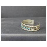Nickel Silver Bell Turquoise Cuff Bracelet