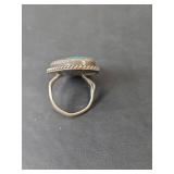 Turquoise and Sterling Silver Statement Ring, Size 7.25, 8.48gm