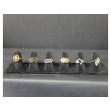 Collection of 6 Decorative Costume Rings