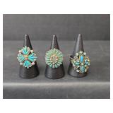 Southwestern Adjustable Turquoise Statement Rings