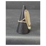 Native American Style Jewelry Set - Mother of Pearl Ring Size 5.75 and Heart Feather Earrings