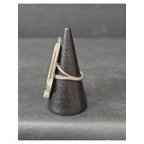 Native American Style Jewelry Set - Mother of Pearl Ring Size 5.75 and Heart Feather Earrings