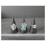 Southwest Style Turquoise Ring Set (Adjustable)(Magnetic)