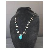 Turquoise and Carved Bird Fetish Necklace