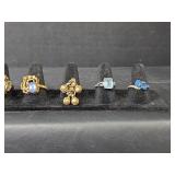 Collection of Gold-Tone Fashion Rings with Colored Stones