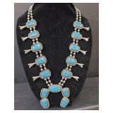 Southwestern Turquoise Squash Blossom Necklace -Magnetic
