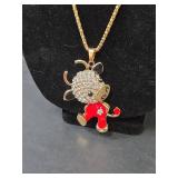 Crystal Dancing Cow Pendant Necklace