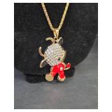 Crystal Dancing Cow Pendant Necklace