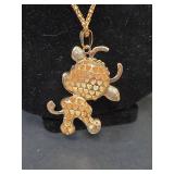 Crystal Dancing Cow Pendant Necklace
