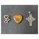 Sterling Silver Celtic Cross Pendant, Tiger