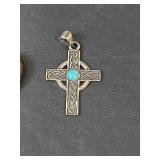 Sterling Silver Celtic Cross Pendant, Tiger