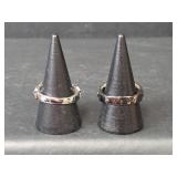 Sterling Silver Red and White Crystal Filigree Rings Stamped 925