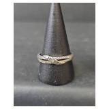 Sterling Silver Ring Set - Diamond Accented and Purple Enamel Stamped S925