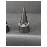 Sterling Silver Ring Set - Diamond Accented and Purple Enamel Stamped S925