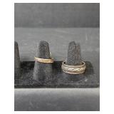 Sterling Silver Ring Set - Turquoise Spoon Ring and Braided Spin Design Ring - Both Stamped 925