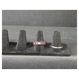 Sterling Silver and Enamel Heart Design Ring Stamped S925 (size 8.75) and Magnetic Silver Toned Band