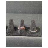 Sterling Silver and Enamel Heart Design Ring Stamped S925 (size 8.75) and Magnetic Silver Toned Band