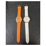 Geneva Crystal Silicone Watch Set - Orange and White - Need Batteries