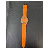 Geneva Crystal Silicone Watch Set - Orange and White - Need Batteries