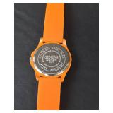Geneva Crystal Silicone Watch Set - Orange and White - Need Batteries