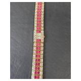 Geneva Elite Watch with Pink and Clear Stones