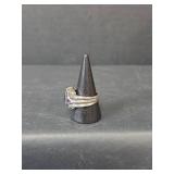 Sterling Silver Amethyst Ring with Decorative Band Size 9.25