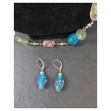 Glass Beaded Necklace and Earring Set