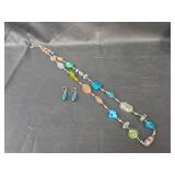 Glass Beaded Necklace and Earring Set