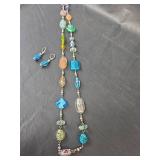 Glass Beaded Necklace and Earring Set