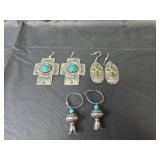 Southwestern Style Turquoise and Silver Earring Set