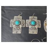 Southwestern Style Turquoise and Silver Earring Set