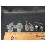 Southwestern Style Turquoise and Silver Earring Set